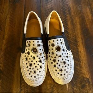 Thakoon Addition Warwick 5 Sneakers White Black Cutout Slip-On Size 38 US 7.5